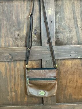 Fossil Brown Leather Small Crossbody Bag